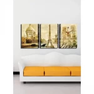 3P3040CS-27 Multicolor Decorative Canvas Wall Clock (3 Pieces)