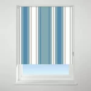 Universal Patterned Stripe Blue Blackout Roller Blind Blue