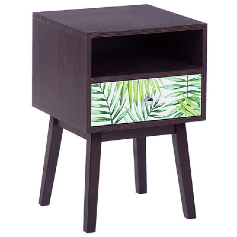 Beliani 1 Drawer Bedside Table Rodes Dark Brown