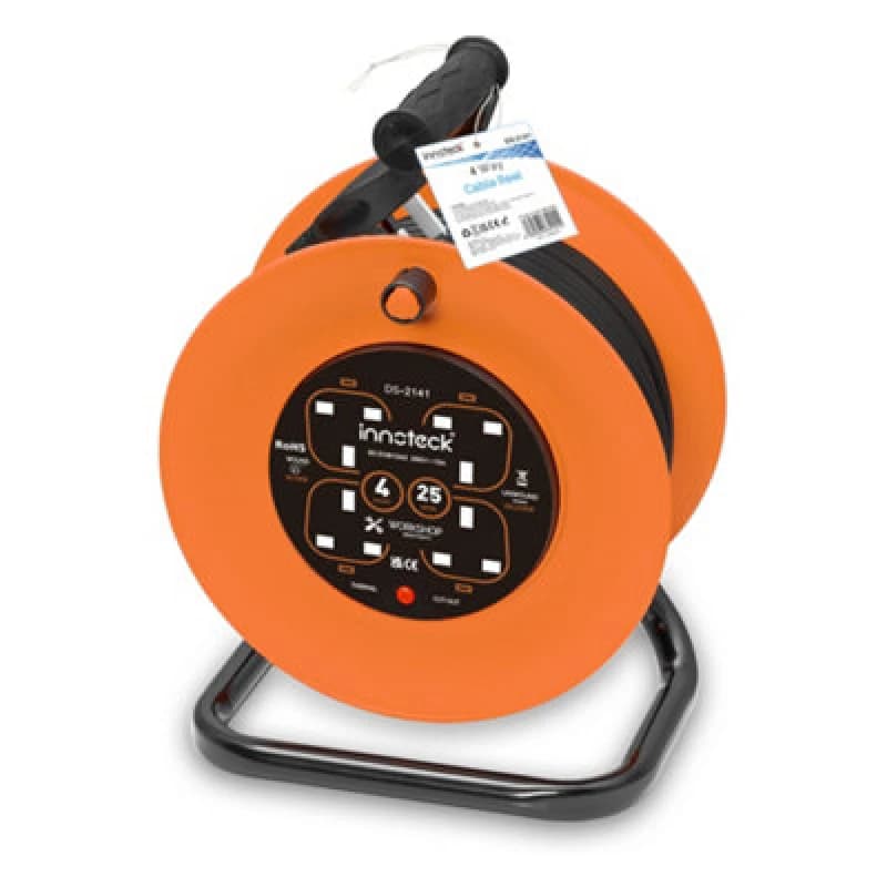 Innoteck 4 Socket 25M Cable Reel 13A With Thermal Cut Out
