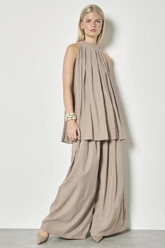 Apricot Womens Soft Pleat Tunic Top in Stone Size: 12 Stone Female 12