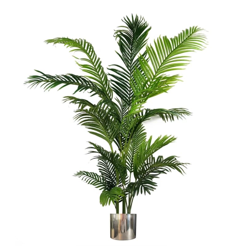 Leaf 180cm Artificial Palm Tree Extra Large Silver Metal Planter