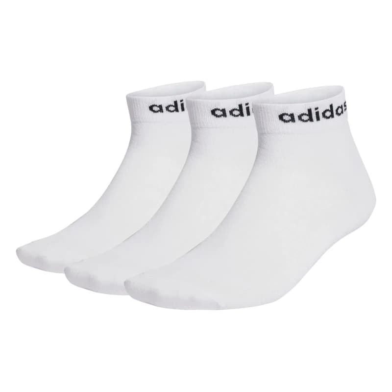 adidas Think Linear Ankle Socks 3 Pairs - White White 4 -8