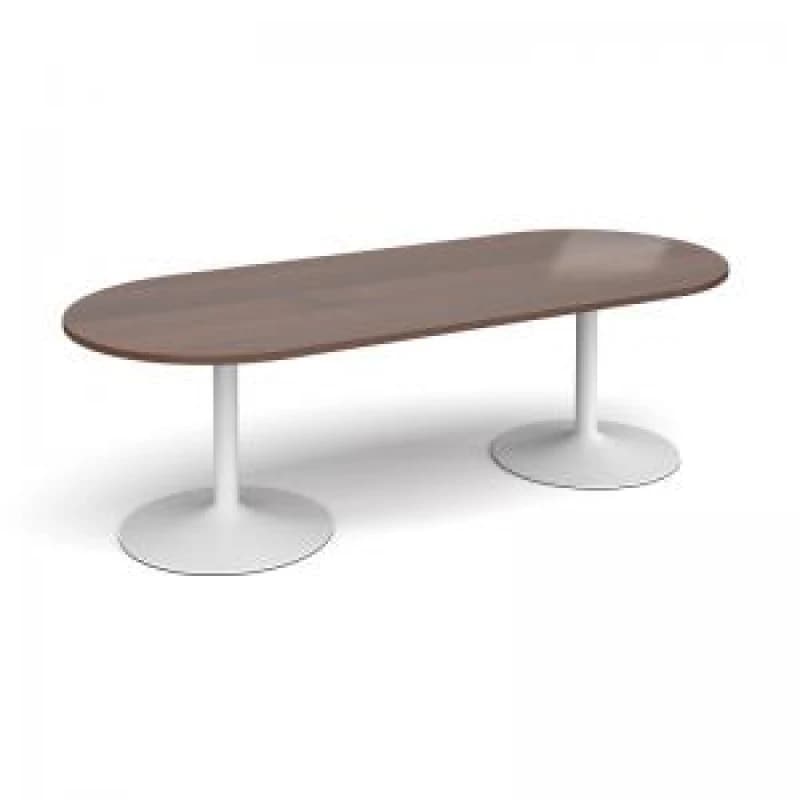 Trumpet Base D - End Office Boardroom Table - Walnut - White Base