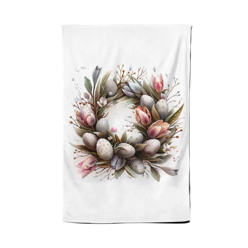 Warren Reed - Designer Easter Egg Wreath Tea Towel Multicolor Unisex