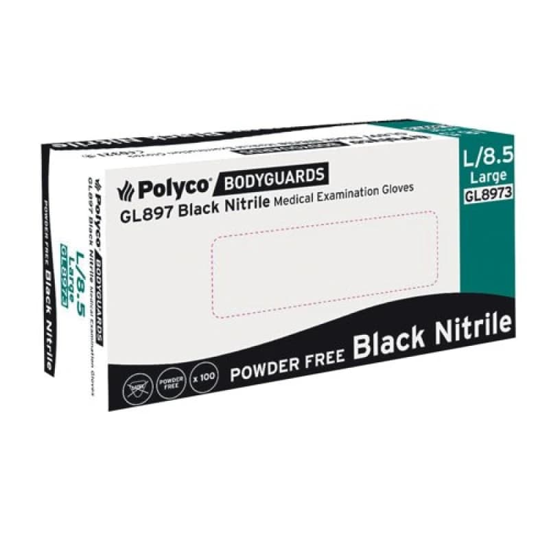 Handsafe Speciality Nitrile Gloves Black Large (100 Pack) GL897 - L