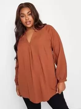 Yours Textured Tunic Rust, Brown, Size 18, Women