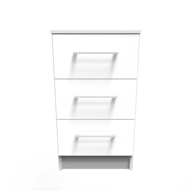 Chester 3 Drawer Bedside Cabinet In White Gloss (Ready Assembled)