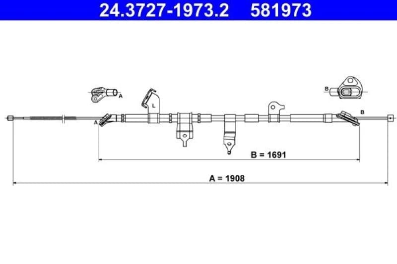 Handbrake cable ATE 24.3727-1973.2