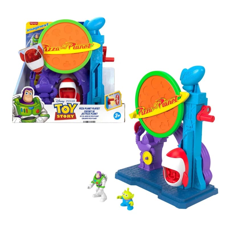 Fisher-Price Imaginext Disney and Pixar Toy Story Pizza Planet Playset with 3-inch Buzz Lightyear & Alien Friend Action Figures Toy Rocket & Proectil