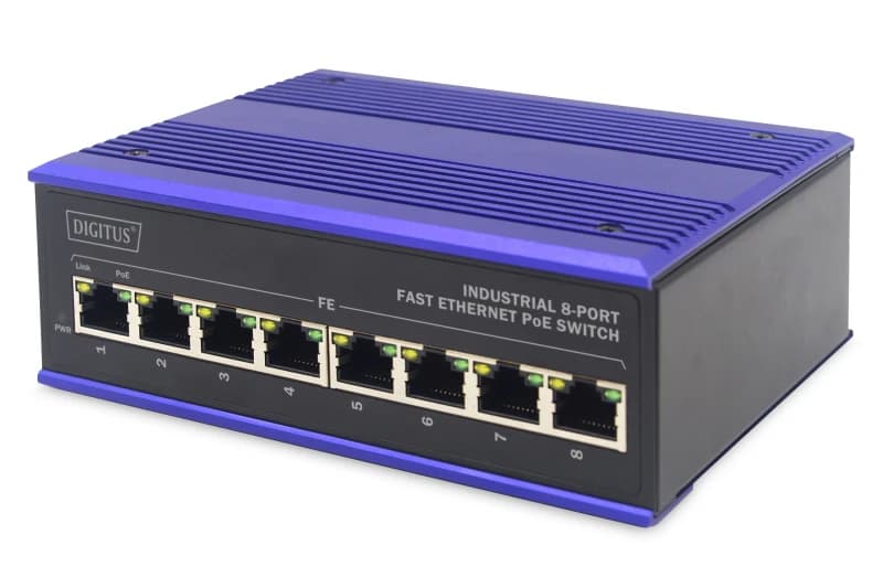 Digitus 8 Port Fast Ethernet Network PoE Switch.Industrial. Unmanaged