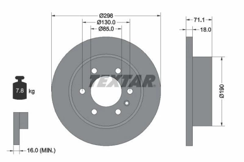 Brake disc TEXTAR 92301103