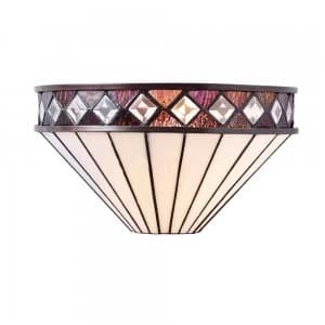 1 Light Indoor Wall Uplighter Dark Bronze with Tiffany Glass, E27