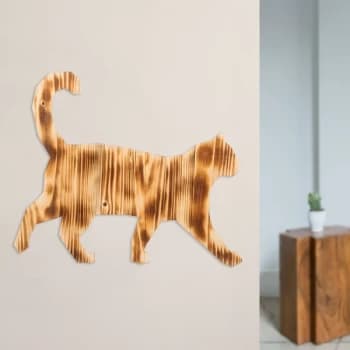 Cat 1 - Walnut Walnut Decorative Wooden Wall Accessory