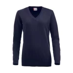 Clique Womens/Ladies Aston Knitted V Neck Sweatshirt (L) (Dark Navy)