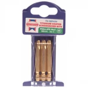 Phillips Titanium Coated Screwdriver Bits PH3 X 50MM (Pack 3)