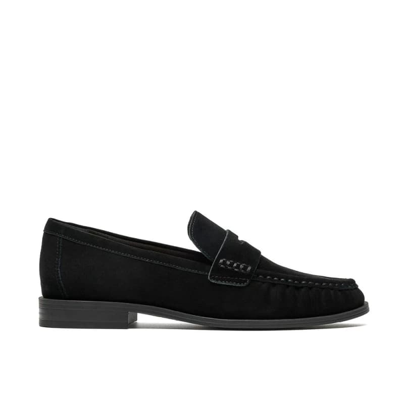 Clarks Womens Alixea Walk Black Suede Loafers, Slip Ons Size: 5-Standard Fit Black Female 5-Standard Fit