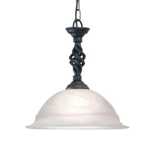1 Light Dome Ceiling Pendant Black, E27