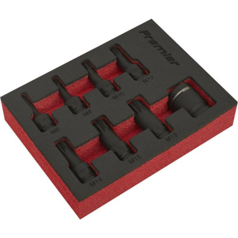 Loops 8 Piece PREMIUM Spline Impact Socket Bit Set - 3/8" Sq Drive - Phosphate Finish Multi