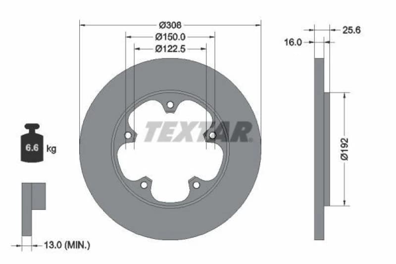 Brake disc TEXTAR 92274103