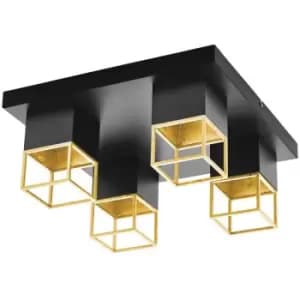 Netlighting Montebaldo 4 Lamp Semi Flush Light Black, Gold