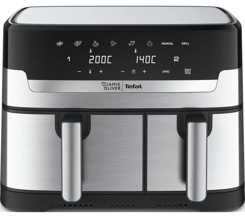 TEFAL Jamie Oliver Easy Fry EY90JDG0 8.3L Dual Drawer Air Fryer - Stainless Steel 3045380027688