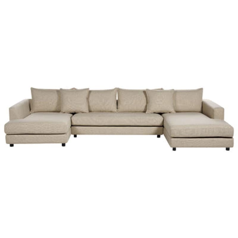 Beliani Corner Sofa 5 Seater Lilviken Fabric Beige