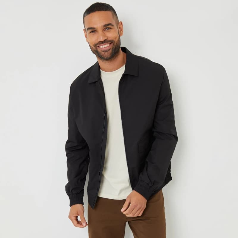 Threadbare 'Sonton' Patch Pocket Collared Zip-Through Jacket Black