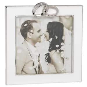 White Enamel Wedding Ring Frame 4x4