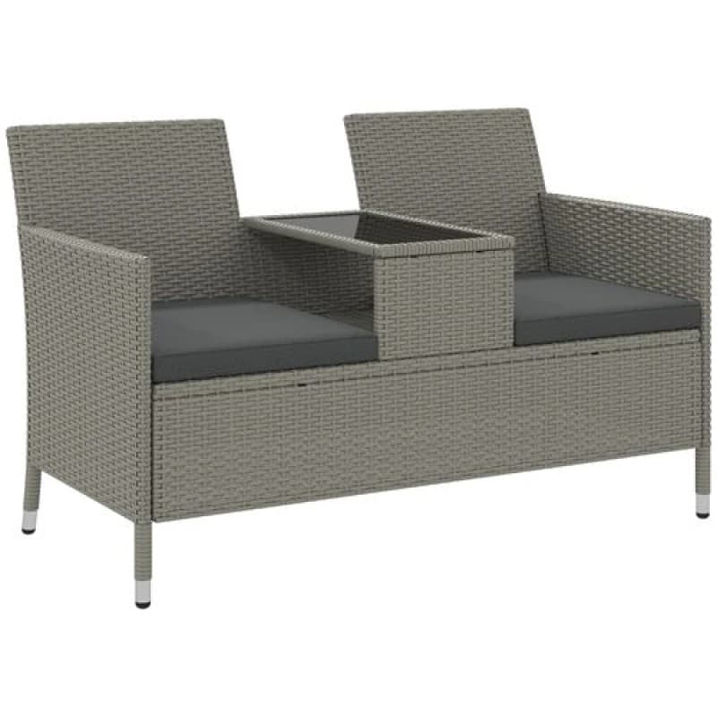 Outsunny Outsunny Rattan Chair Garden Furniture Patio Companion Love Seat Table Grey
