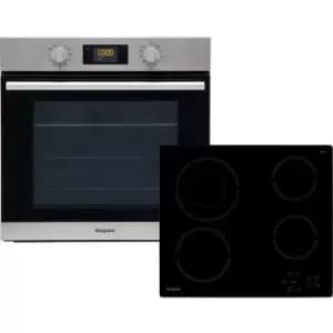 Image of Hotpoint HotSA2Ceram Built In Electric Single Oven and Ceramic Hob Pack - Stainless Steel / Black - A+ Rated