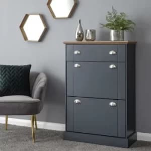 Image of Blue Shoe Cabinet Storage Cupboard Footwear Shelf 2 Tier Organizer Stand Rack