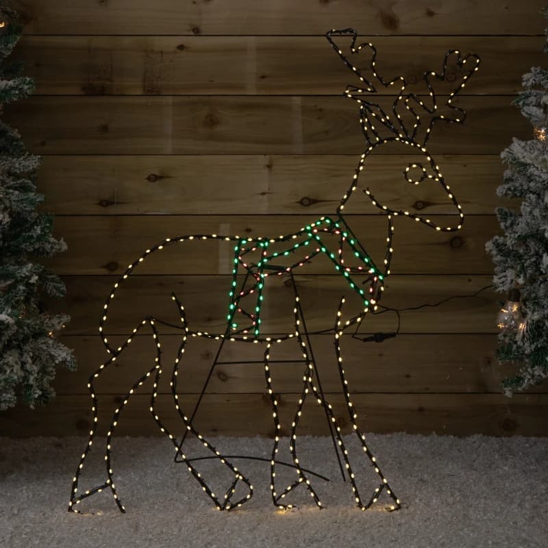Image of 1.4m x 86cm Light up FlexiBrights Standing Christmas Reindeer with 420 Multi-Coloured LEDs