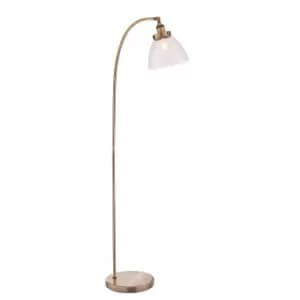 Image of 1 Light Floor Lamp Antique Brass, Glass, E27