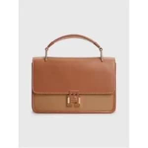 Image of Tommy Hilfiger Pushlock Leather Flp Crossover - Brown