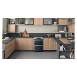 Image of Hotpoint HDM67G0C2CX 60cm Gas Cooker in Stainless Steel Twin Cavity Oven Gas