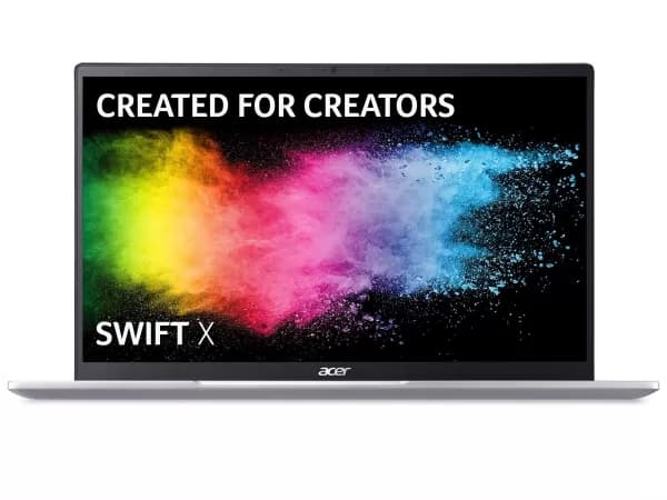 Image of Acer Swift X SFX14-41G 14" Laptop - (AMD Ryzen 5 5600U, 8GB, 512GB SSD, NVIDIA GeForce RTX 3050, Full HD Display, Windows 11, Blue/Silve