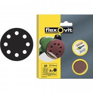 Image of Flexovit 125mm Hook and Loop Sanding Discs 125mm 120g Pack of 6