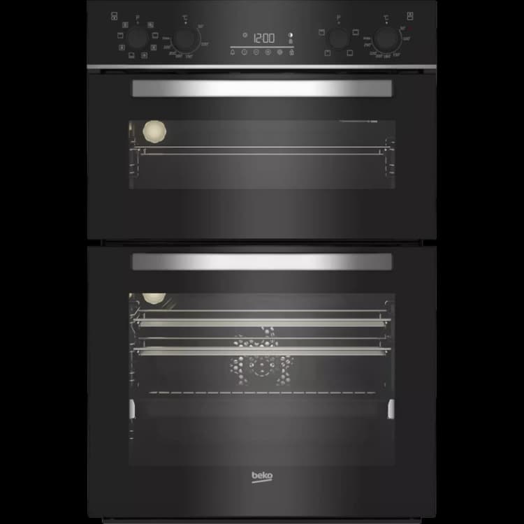 Image of Beko RecycledNet BBDM243BOC Built In Electric Double Oven - Black / Glass - A/A Rated