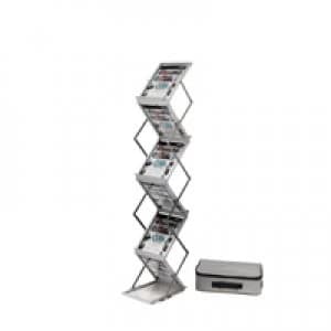 Image of Deflecto A4 Folding Stand Double Sided With Carry Case Silver DE36100