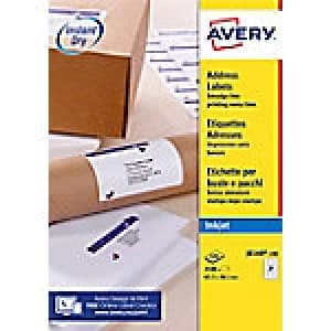 Image of AVERY Address Labels J8160-100 White Self Adhesive A4 63.5 x 38.1mm 2100 Labels