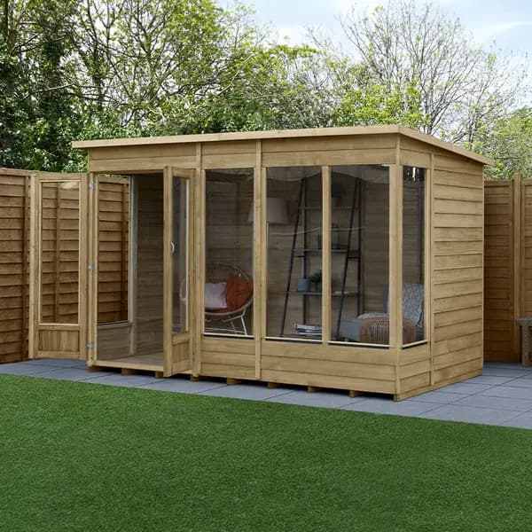 Image of 10' x 6' Forest 4Life 25yr Guarantee Double Door Pent Summer House (3.11m x 2.05m)