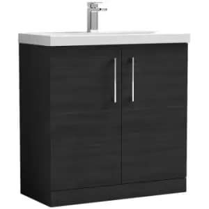 Image of Arno Charcoal Black 800mm 2 Door Vanity Unit with 50mm Profile Basin - ARN605D - Charcoal Black - Nuie