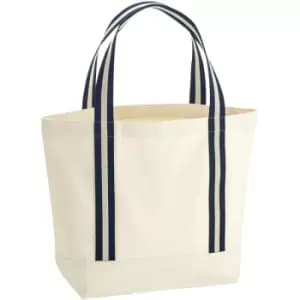 Image of Westford Mill EarthAware Organic Shoulder Bag (One Size) (Natural/Navy) - Natural/Navy