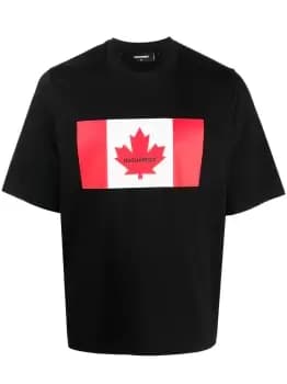 Image of DSQUARED2 Canada Print T-Shirt Black