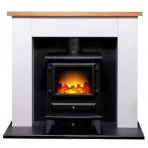 Image of Adam Chester in White with Hudson Electric Stove in Black