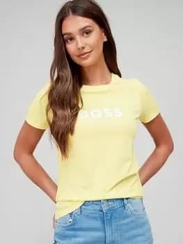 Image of BOSS 100% Cotton Logo T-Shirt - Yellow, Yellow Size M Women