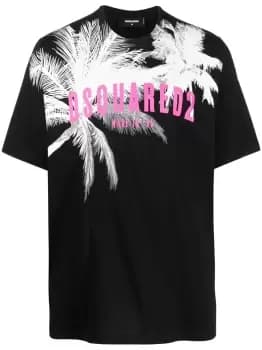 Image of DSQUARED2 D2 Palms Slouch T-Shirt Black