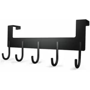 Image of Heavy Duty Aluminium 5 Hook Over Door Organiser Rack Coat Towel Robe Hanger - Oypla