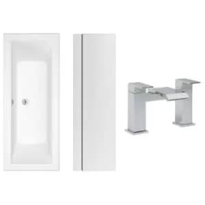 Image of 1700 x 750 Chiltern Double Ended Square Bath with Front Panel and Aqua Bath Filler